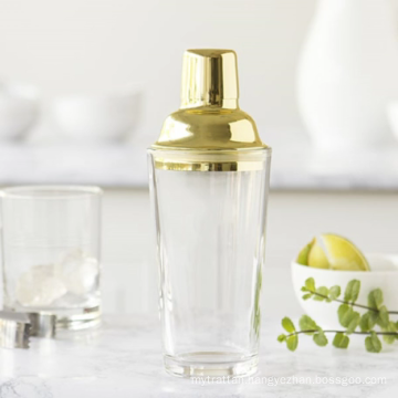 glass cocktail shaker with martini glasses set